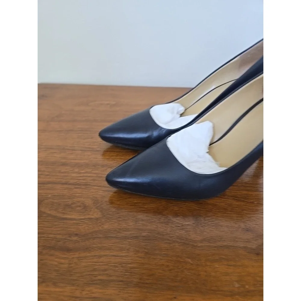 Michael Kors Alina Flex Navy Blue Leather Pointed Toe Pumps Heels Mens Sz 7.5